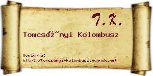 Tomcsányi Kolombusz névjegykártya